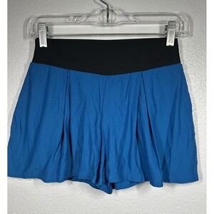 Be Up Athletic Shorts Womens Medium Blue Black Active Lined Running Pleated Yoga